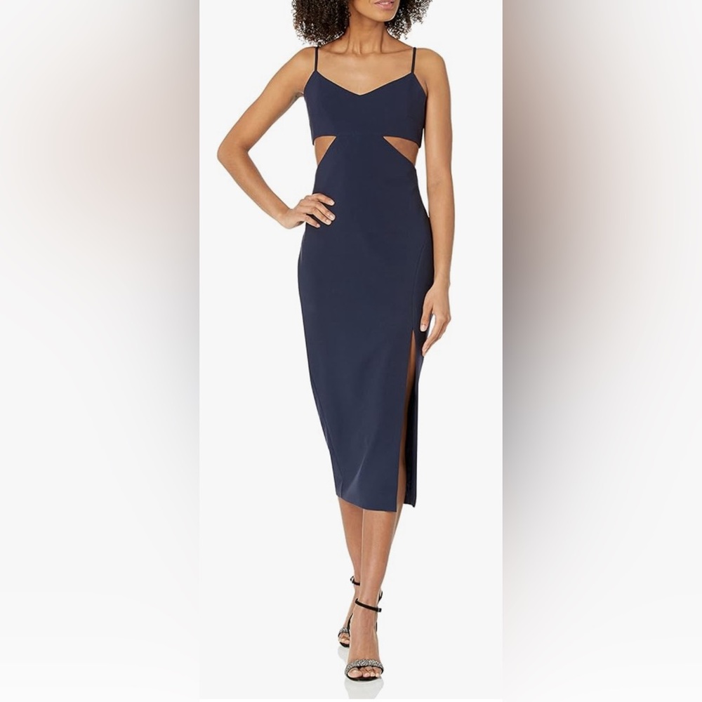 Navy blue Cutout Midi Column Dress